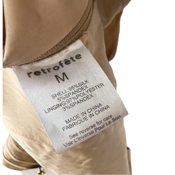 Retrofete Rozik Silk Off Shoulder Bodysuit Nude M - Picture 8 of 8